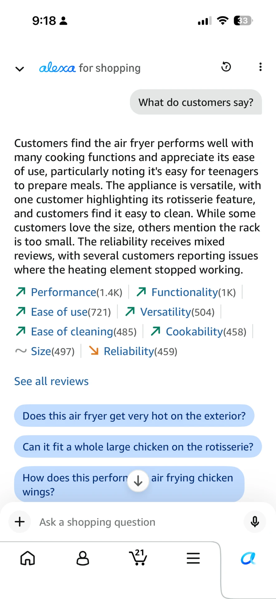 Alexa Shopping using aspect tags
